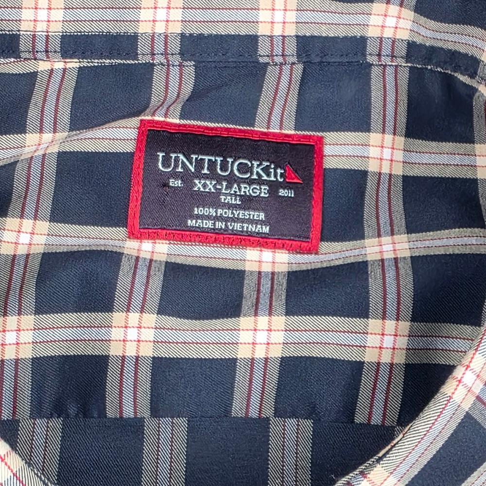 UNTUCKit‎ Dorin Button Up Mens XXL Tall Navy Plaid Long Sleeve - Picture 8 of 14